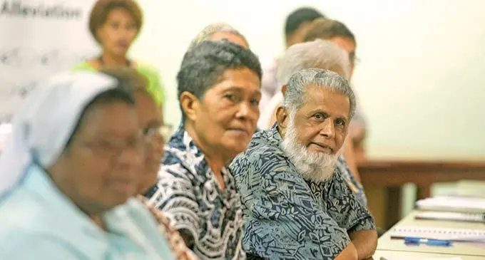 Third from left: Piers Home chairperson Hassan Khan and stakeholders of the workshop initiated by the National Council for Older Persons involving caregivers from various age care facilities including the Department of Social Welfare at Ro Lalabalavu House in Suva on November 23, 2021.  Photo: Ronald Kumar