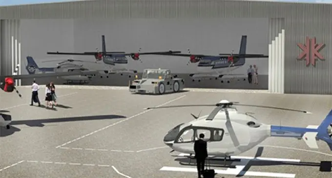 An artists impression of the Kokomo Private island Fiji new hangar at the Nadi International.