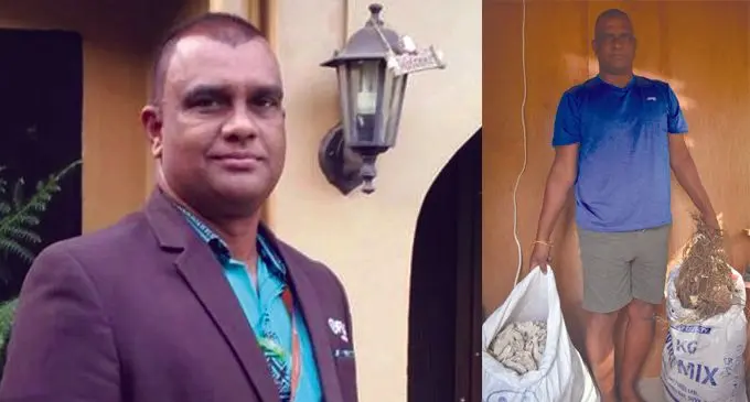 From left Mahendar Raj in his Fiji Airways Uniform, Mahendar Raj at his packaging room in Malolo, Nadi on August 28, 2020. Photo: Waisea Nasokia