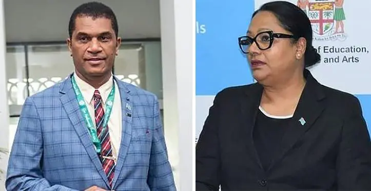 Minister of Education Aseri Radrodro and Premila Kumar.