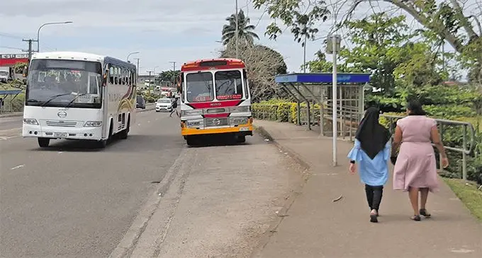 A bus stop outside the Fiji National University Nasinu campus.
