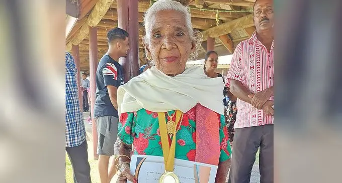 Sovartha also received a medal of honour on Girmit Day. Photo: Salote Qalubau