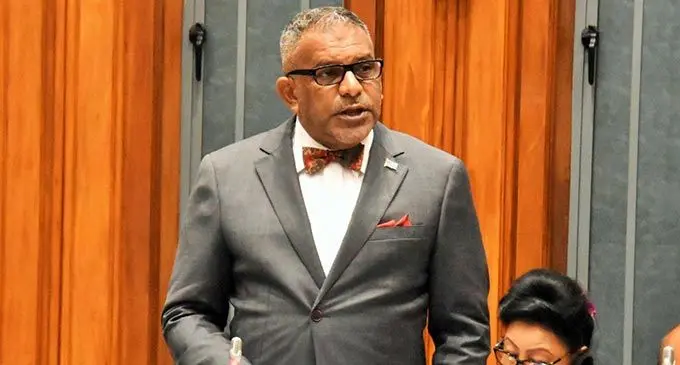 Minister for Commerce, Trade, Tourism and Transport Faiyaz Koya in Parliament on May 10, 2022. Photo: Parliament of Fiji.