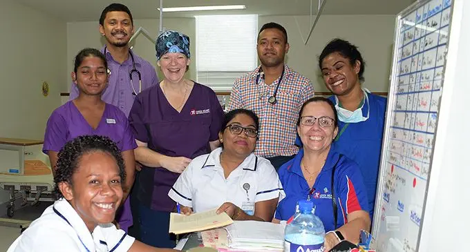 Local Doctors and Nurses from CWM with visiting Open Heart International project coordinator, Melanie Windus and Ward team leader Tania Marques on May 28, 2019. Photo: Ronald Kumar.