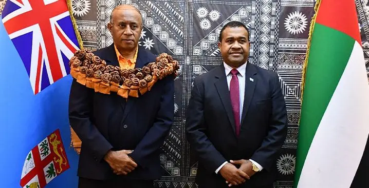 From left: Minister for Public Works Ro Filipe Tuisawau with Fiji’s Ambassador to the UAE Naipote Katonitabua. Photo: DEPTFO News
