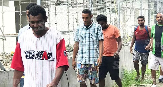 Some of the people who were arrested for allegedly breaking the nationwide curfew on Saturday night were outside the Nasinu courthouse on April 5, 2020. Photo: Inoke Rabonu