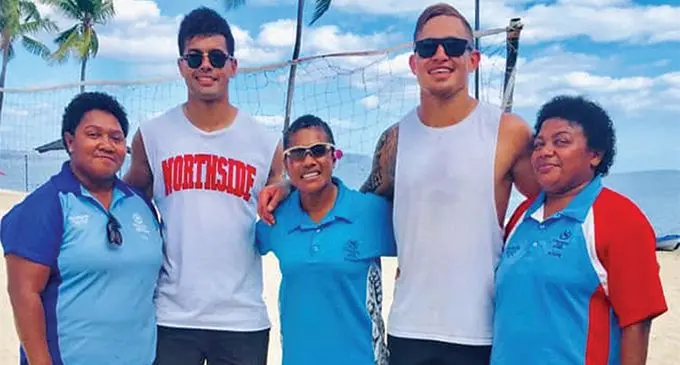 Resting, relaxing before camp... Ben Volavola and Jale Vatubua in the West.