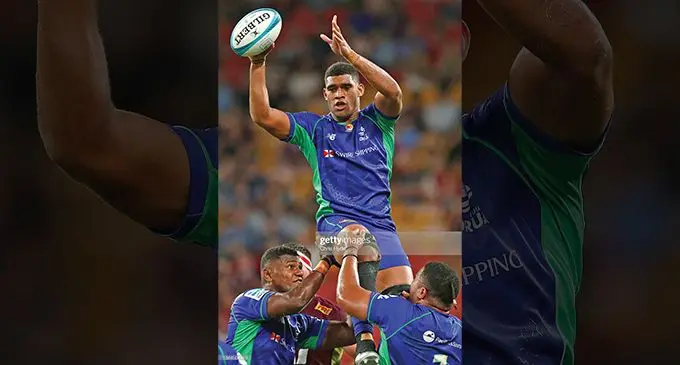 Swire Shipping Fijian Drua flanker Meli Derenalagi in action. Photo: Fijian Drua