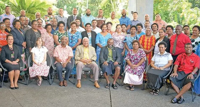 Prime Minister Voreqe Bainimarama, Minister for Health Dr. Iferemi Waqainabete, World Health Organisation representative to the South Pacific, Dr.Akeem Ali with participants of the two-day National Surgical Obstetric and Anaesthesia Plan consultations at the Tanoa Palaza on March 11, 2021.  Photo: Ronald Kumar 