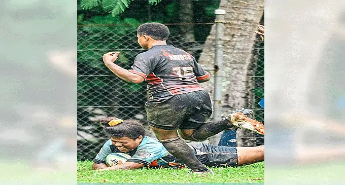 Photo caption: Suva women’s rugby side scores a try against Navosa in the ANZ Marama Championship clash at Bidesi Park on February 24, 2024. Photo: SRU Media    