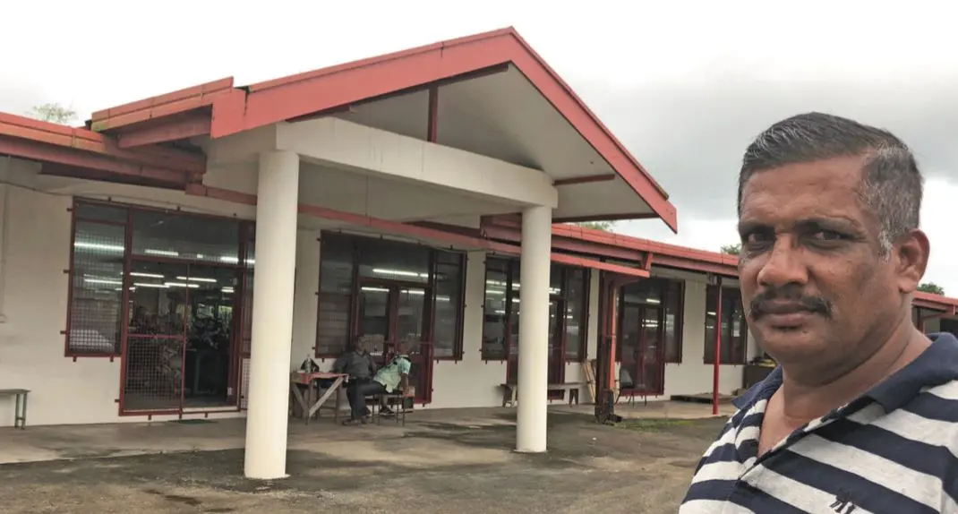 Registered Bailiff Officer Suresh Prasad in front of the Millennium Apparel building in Jerusalem road, Nabua on April 18, 2019. Photo: Selita Bolanavanua