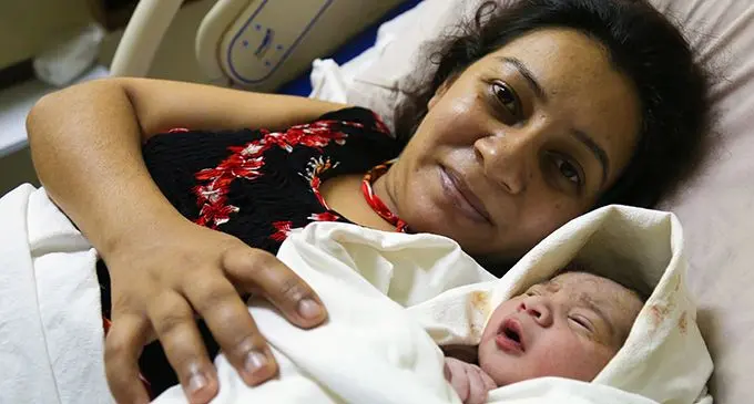 First time Mum, Sonam Singh with her newborn son at the Colonial War Memorial Hospital in Suva on May 10, 2020.  Photo: Kelera Sovasiga