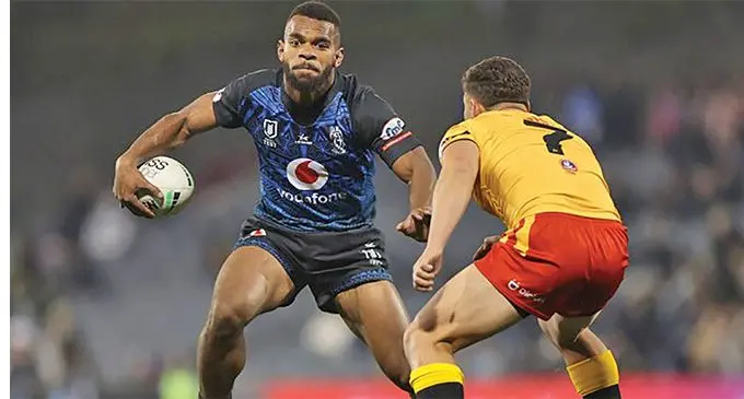 Vodafone Fiji Bati’s Sunia Turuva on attack against Papua New Guinea during their PacificTest match in Syney on June 27, 2022.