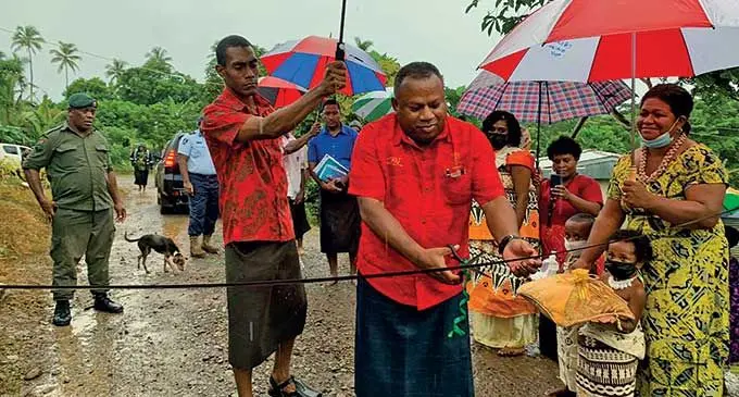 Minister for Rural and Maritime Development and Disaster Management Inia Seruiratu and Commissioner Northern Uraia Rainima with residents of Luvuluvu Settlement in Bua during the commissioning of the Luvuluvu Community Access Road on March 12, 2022.  Photo: Ministry of Rural and Maritime Development and Disaster Management,