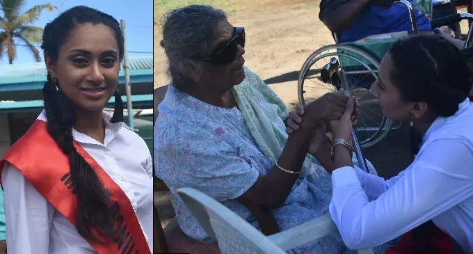 Fiji Airways Lautoka Farmers Carnival contestant, Nikhat Nazreen Nisha during her visit to the Golden Age Old People’s Home at  Natabua, Lautoka on June 19, 2019. Photo: Mereleki Nai