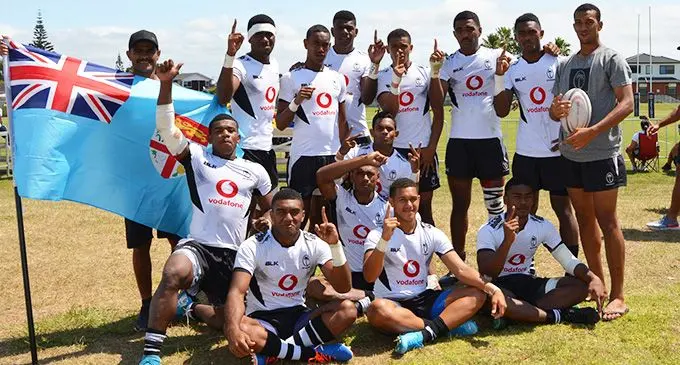 Fijian Under-18 rugby 7s (boys) team at Bell Park in Pakuranga, Auckland, New Zealand on December 14, 2019. Photo: World Schools Sevens