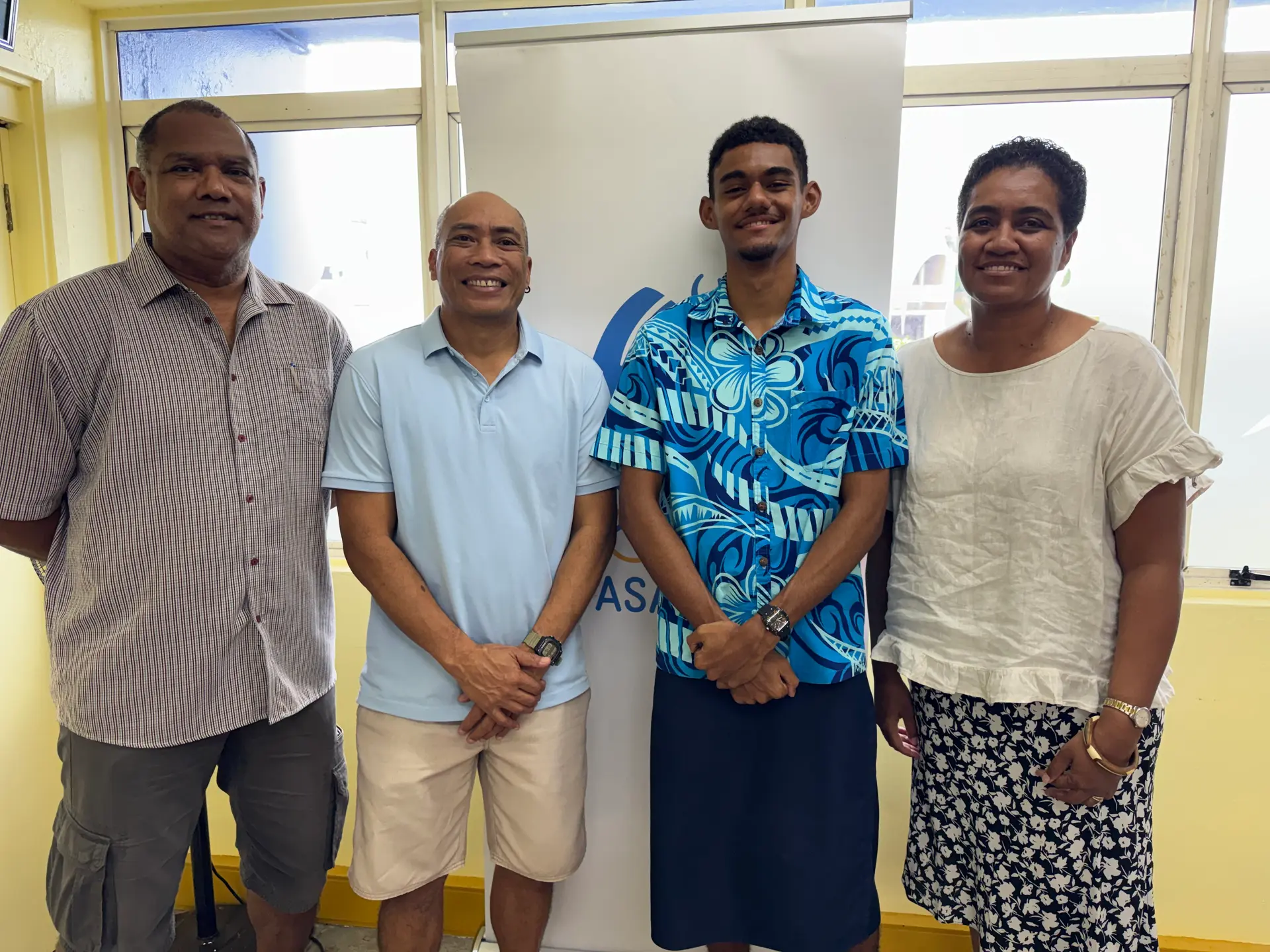 From left: Uluibau Tabete, Fesaitu Mario, Ilaisa Tabete and Seini Tabete at the Fiji Olympic House on October 13, 2026. 