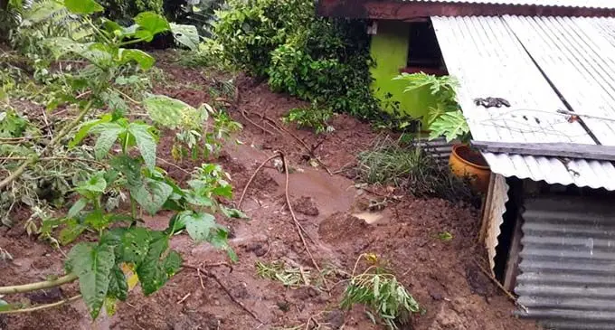 The quarters of the Principal of Saqani High School partially after the landslide.