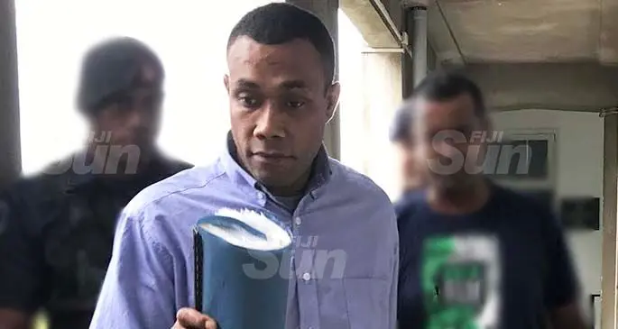 Jekope Naimawi (in purple shirt) outisde the High Court in Suva on August 12, 2020. Photo: Ashna Kumar