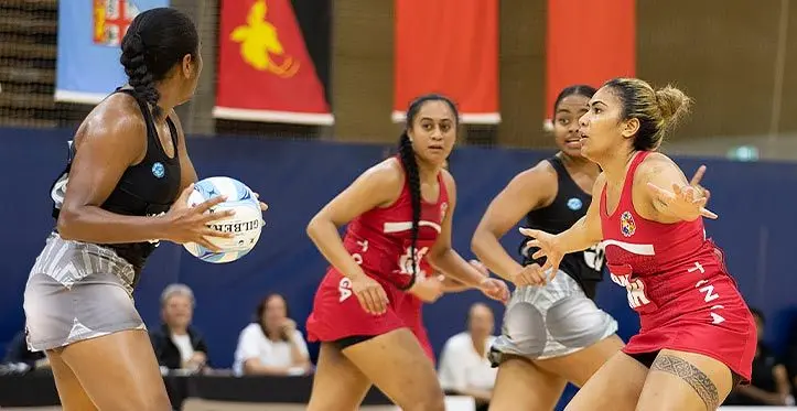Fiji Pearls on attack against Tonga in one of the earlier tournaments in Australia. Photo: Netball Fiji