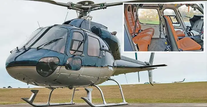 Exterior and interior (insert photo) of the DQ-MED helicopter.