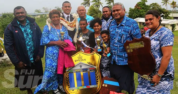 Queen Victoria School dux Lorima Magitirauvula (second from left) with his family after the prizegiving on October 26, 2019. Photo: Kelera Sovasiga