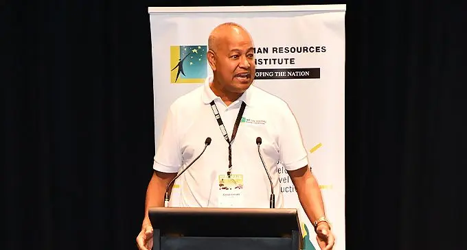 Fiji Human Resources Institute (FHRI) President Kameli Batiweti during the 2019 FHRI annual convention.