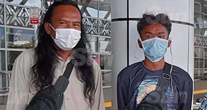 The two Indonesian fishers Damayana (left) and Febriyanto at the Nadi International Airport on January 28, 2021. Photo: Mereleki Nai