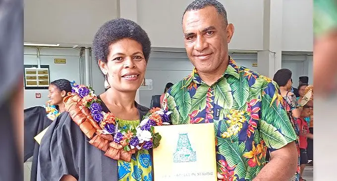 Vani Sokomuri, with husband Napolioni Latianara at the Civic Centre in Labasa on December 10, 2024. Photo: Shratika Naidu