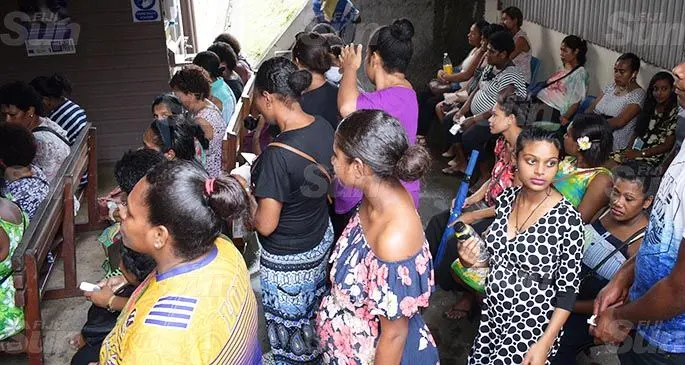 This was the scene at Colonial War Memorial Hospital ante-natal clinic as many expecting mothers turned up for their clinic or bookings on April 20, 2020. Photo: Ronald Kumar