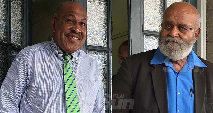 Ifereimi Vasu and Peniasi Kurivitu Kunatuba outside the Fiji Court of Appeal in Suva on August 19, 2020. Photo: Ashna Kumar