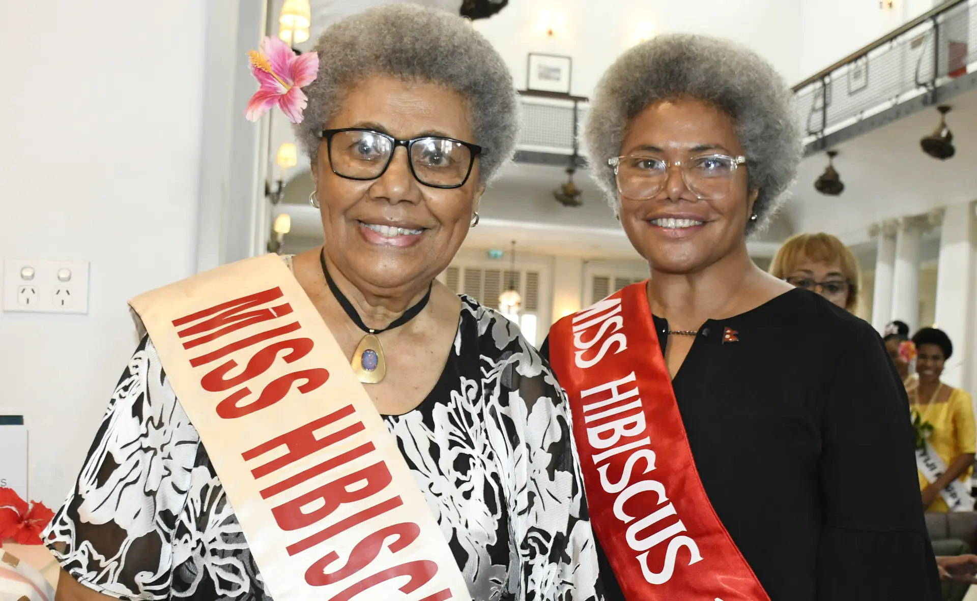 Miss Hibiscus 1962, Eta Qereqeretabua, and her daughter, Miss Hibiscus 1988, Lenora Qereqeretabua, share a special moment as generations of Hibiscus Queens come together to celebrate seven decades of the festival’s rich history and legacy.