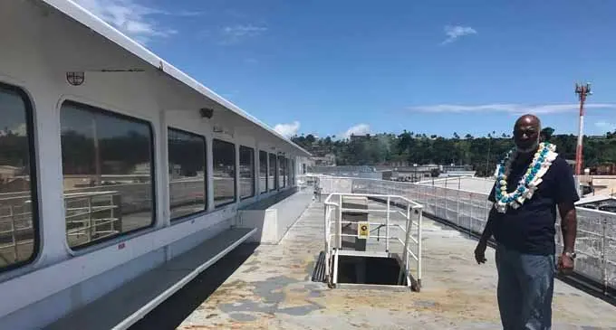 Goundar Shipping Services Limited managing director George Goundar during the arrival of the Lomaiviti Princess V vessel at Port Mua-i-Walu last year.