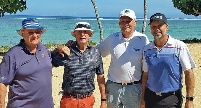 From left, Dennis Ebert, Peter Farnworth, Rick Flood and Andre Stolz at the Natadola Bay Championship Golf Course. Photo: Avinesh Datt.