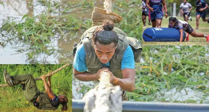 Centre Picture: Fijiana 15s extended squad member Akanisi Sokoiwasa goes through her obstacle as part of their training at the Naboro Prison compound outside Lami on October 29, 2021. This is part of their training for next year’s Women’s Rugby World Cup in New Zealand. Photo: Pita Simpson Top Right Picture: Fijiana XVs squad member, Younis Bese, training at Bidesi Park on October 29, 2021. Photo: Leon Lord Bottom Left Picture: Fijiana XVs squad member Sereana Nagatalevu during the Fijiana obstacle training at Naboro Prison compound on October 28, 2021 . Photo: Pita Simpson 