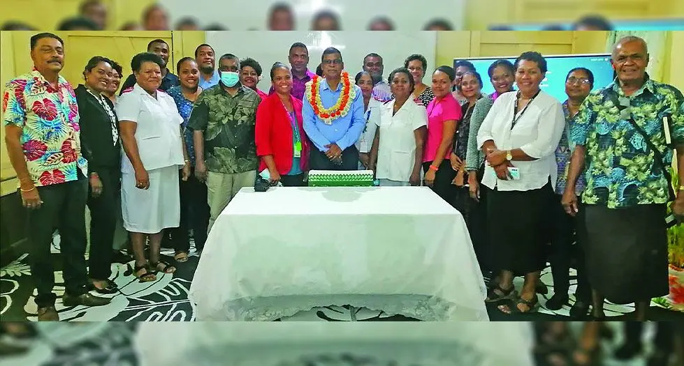 Minister for Finance and Deputy Prime Minister, Biman Prasad, with Nadi Town Councillors and the staff of Nadi Hospital. Photo: Mereleki Nai