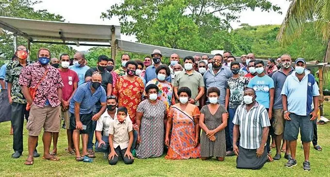 Attorney-General Aiyaz Sayed-Khaiyum with residents of Marinitawa Settlement, in Ba 