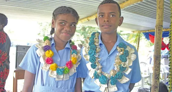 Headgirll Vani Kutalele and Headboy Laisenia Volau of Qumusea District School February 7, 2018. Photo: WATI TALEBULA