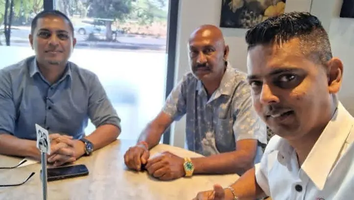 NCCI president Lawrence Kumar, Intermin NFA president Pravin Singh and team manager Pritesh Prasad. 