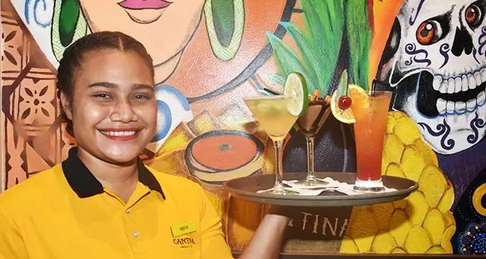 Meiva Vereadali with the cocktail of the day. Photo: WAISEA NASOKIA