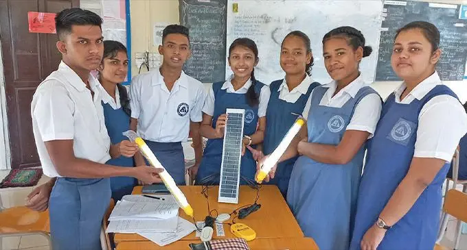 Students of Nadroga Arya College with their mini-weather equipment. Photo: Waisake Nasokia