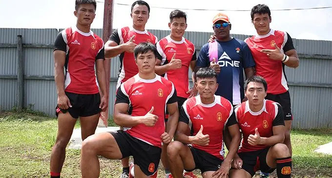China Men’s One team at the Ram Sami Nasinu 7s tournament at Ratu Cakobau Park, Nausori on February 17, 2018.  Photo: Ronald Kumar 