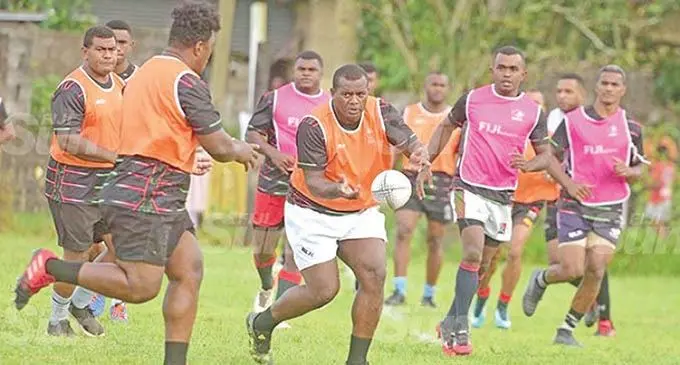 Sireli Kaloucava (with ball) leads the Naitasiri team during a training session  for the Skipper Cup 2020. Team manager, Maciu Koroiniqaqa is not happy with the Drua selection.  