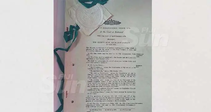 The Original document of Fiji’s Independence. Photo: Lusiana Tuimaisala