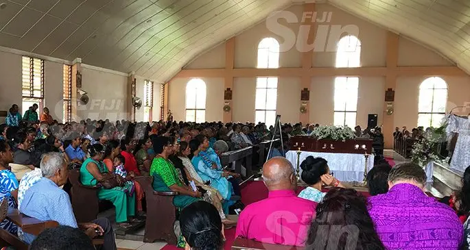 A packed Christ the King Catholic Parish in Ba during the during the Mass of the Resurrection for the late Daniel Elisha on November 5, 2019. Photo: Charles Chambers