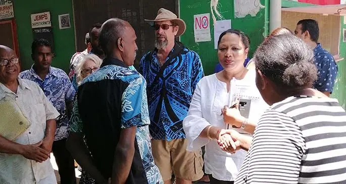 Minister for Local Government Premila Kumar meets Rakiraki Town Council reps and market vendors on February 22, 2020 in Rakiraki.