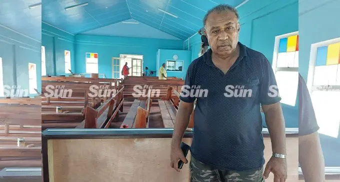 Vilikesa Nareki inside the newly refurbished Nakasaleka Methodist Church in Kadavu on April 15, 2022. Photo: Wati Talebula