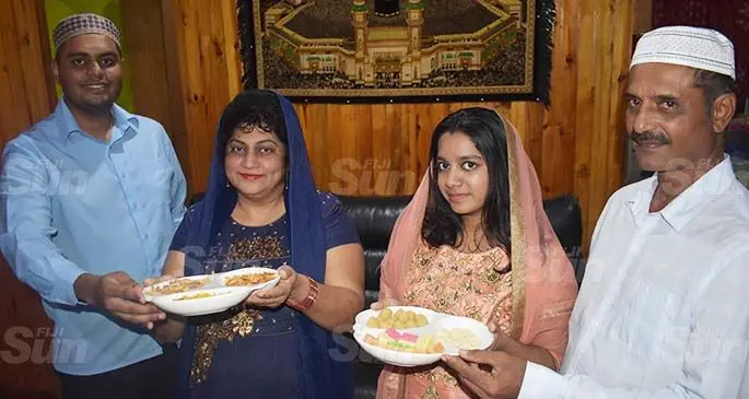 From left: Aarish Rahman (back), Zinnat Nisha, Aaliyath Rahiman, Hafiz Rahman celebrating Eid at their home in Vuda, Lautoka on May 24, 2020. Photo: Waisea Nasokia