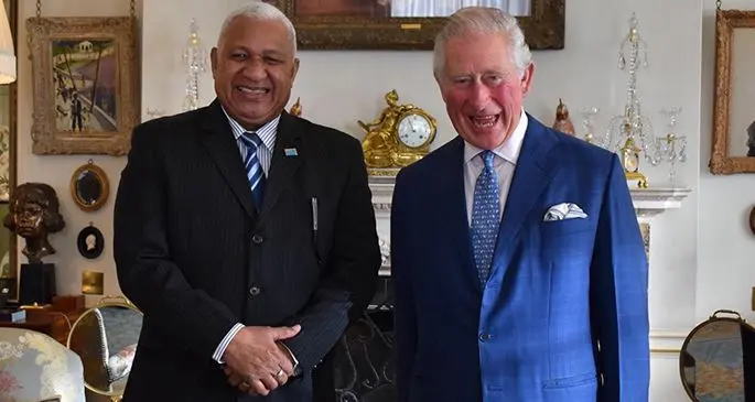 Prime Minister Voreqe Bainimarama with Prince Charles, at Clarence House, London, on December 4, 2019. Photo: Office of the Prime Minister