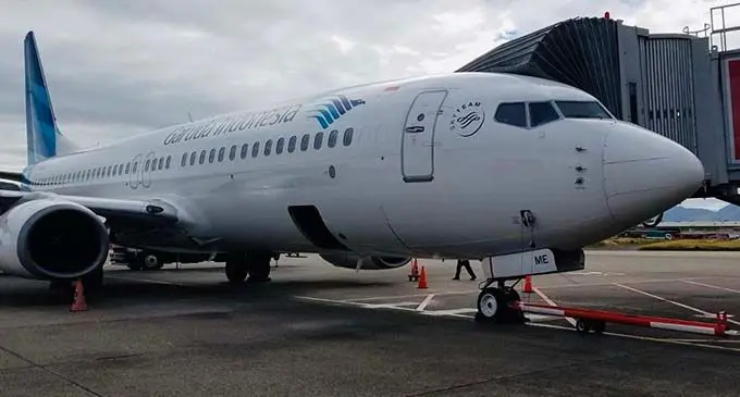 The Garuda Indonesia plane at the Nadi International Airport.  